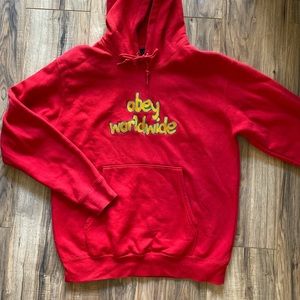 Obey Worldwide Brigade red hoodie